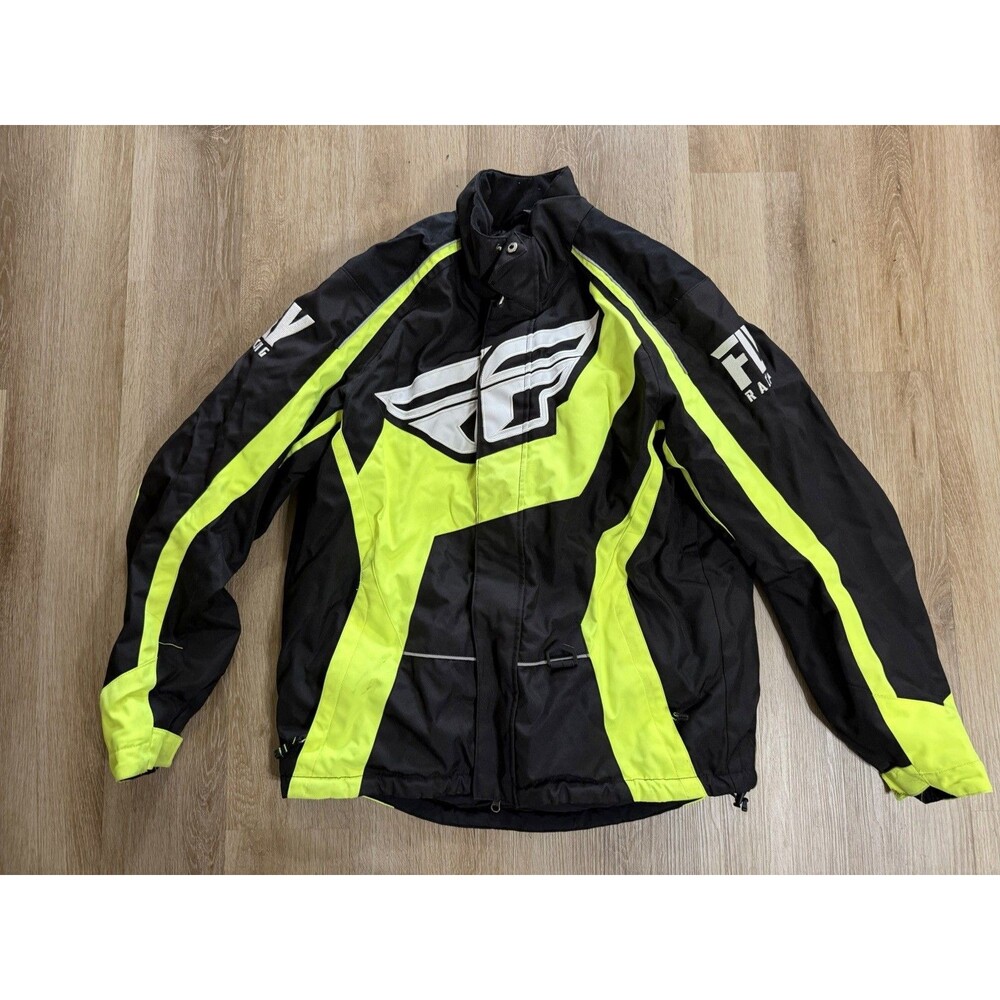 Fly Racing Black And Neon Jacket Dirt Bike Motorcycle Mens Size L